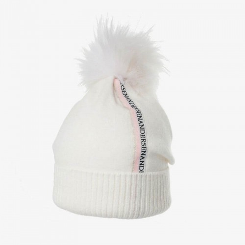 Зимняя шапка Андерсен с помпоном белая