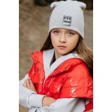 Шапка для девочки и мальчика GNK ш-3 серая