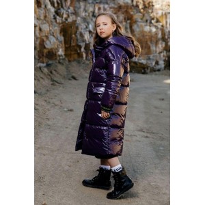Пальто лаковое GNK С-726 темно-фиолетовый