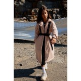 Пальто с портупеей GNK С-727 розовый пластик Пальто с портупеей GNK С-727 розовый пластик