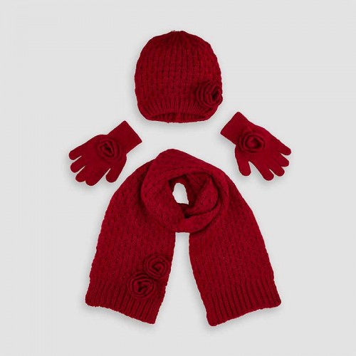 Шапка с шарфом и перчатками красная Mayoral 10897-91