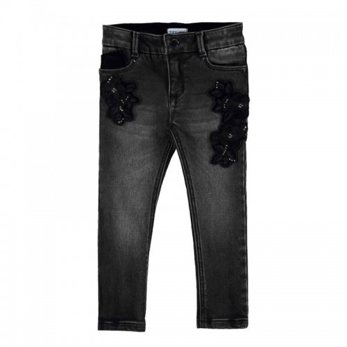 Черные джинсы с цветами Mayoral 4546-27
