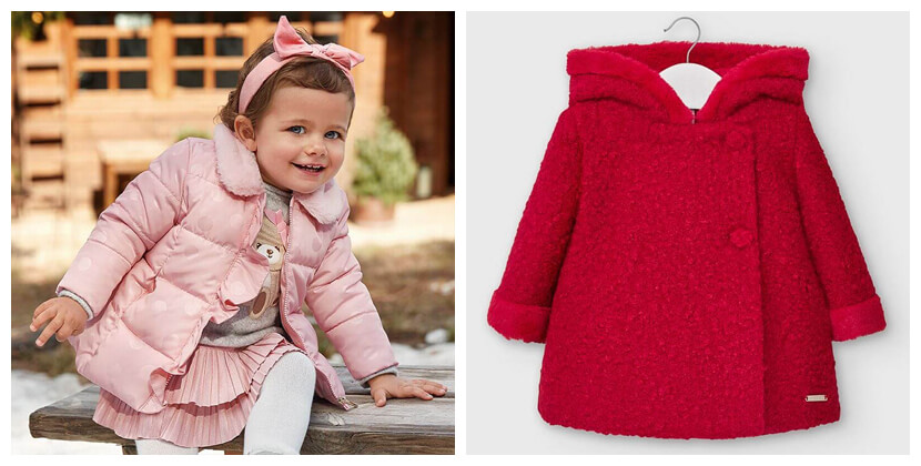 Розовая курточка и красное пальто-барашек Mayoral
